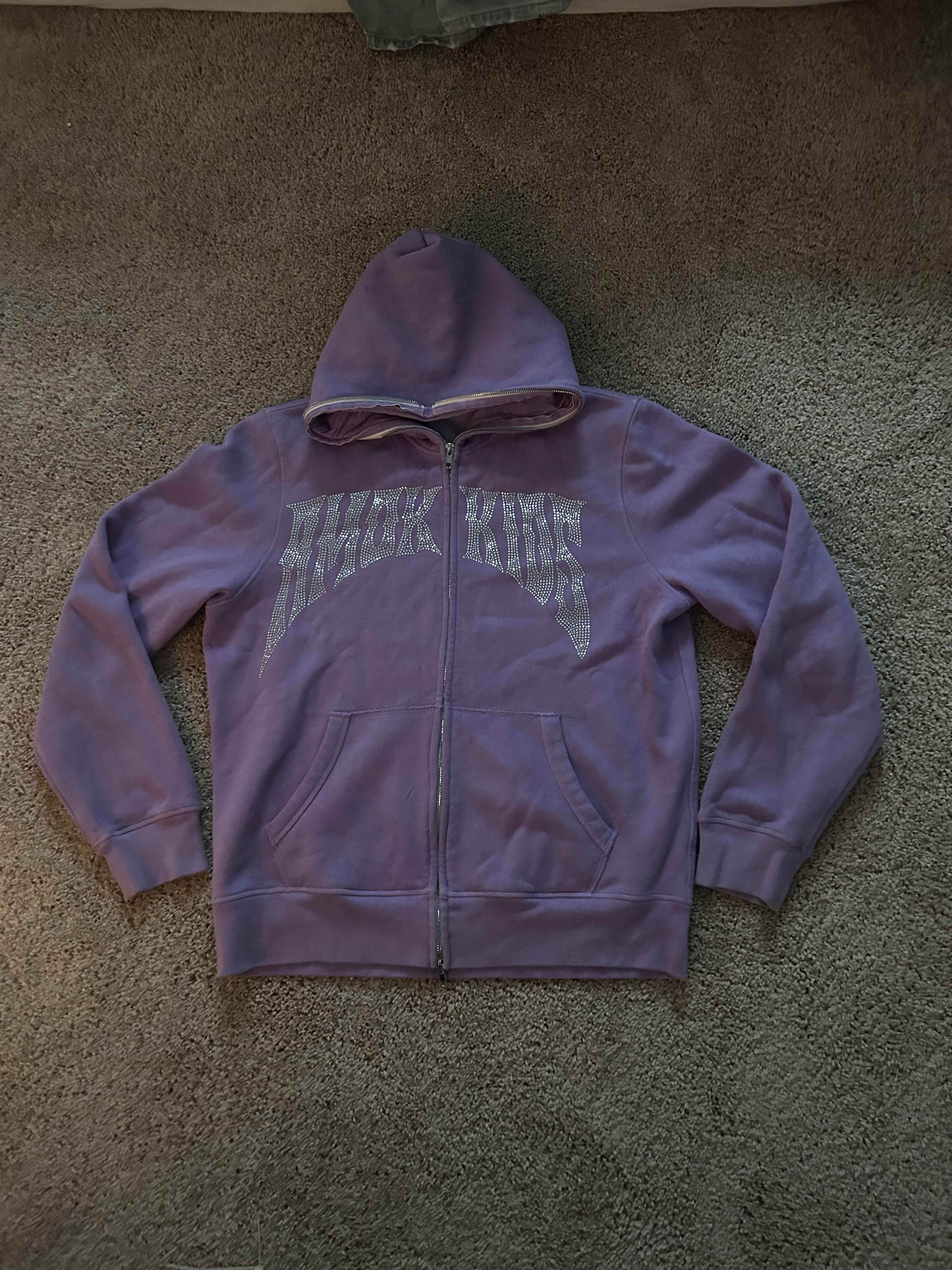 PURPLE AMOK RHINESTONE HOODIE